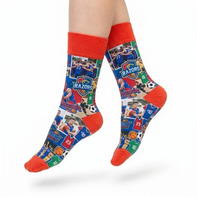 Custom Team Photo Print Socks - Flat Lay